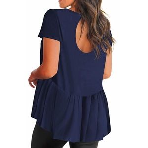 Crew Neck Peplum Top